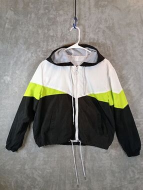 Angel Kiss Monochrome Hooded Jacket Women's Small Oversized Windbreaker